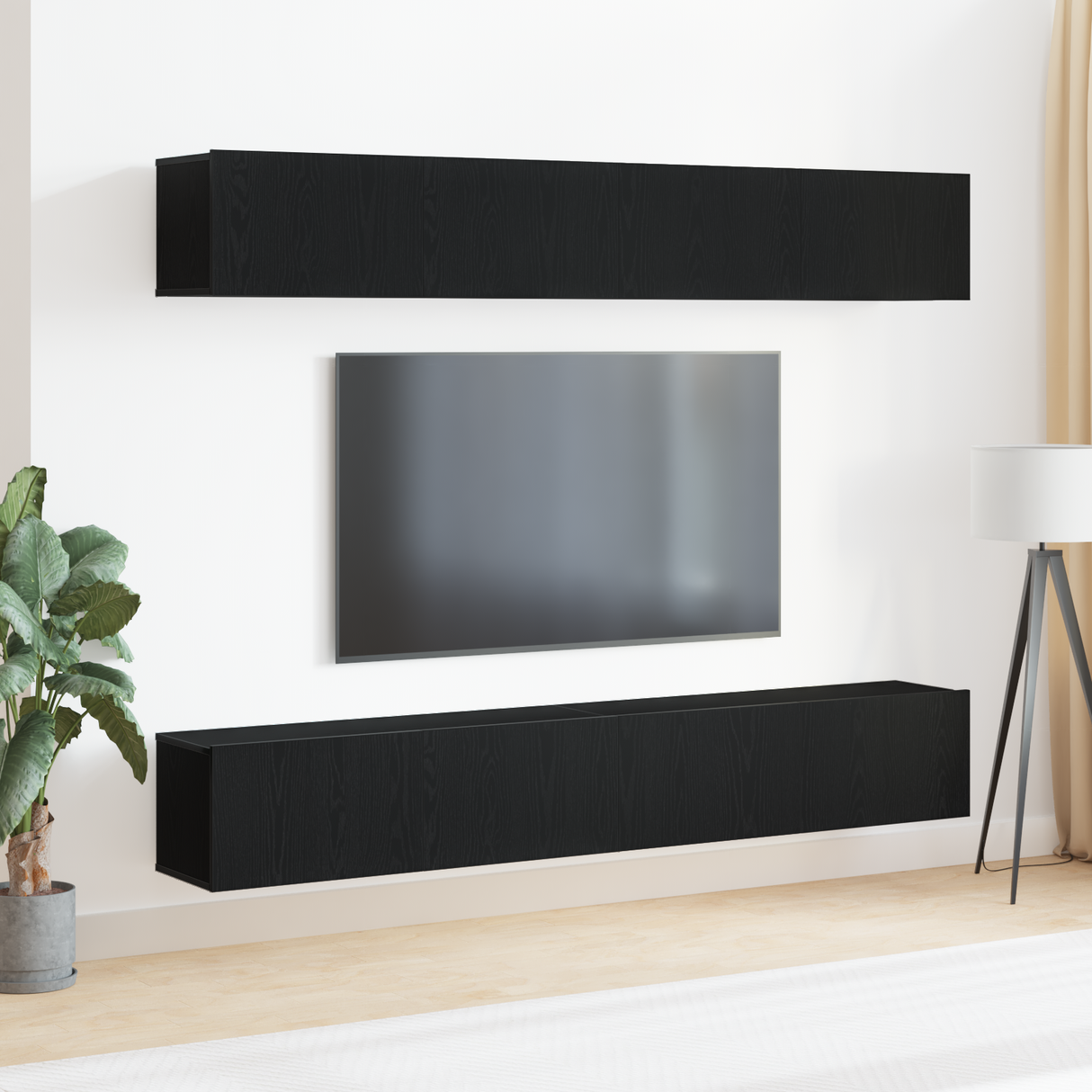 TV Cabinet Set 4 pcs Black Oak 100 x 30 x 30 cm Engineered Wood