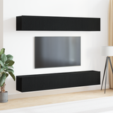 TV Cabinet Set 4 pcs Black Oak 100 x 30 x 30 cm Engineered Wood