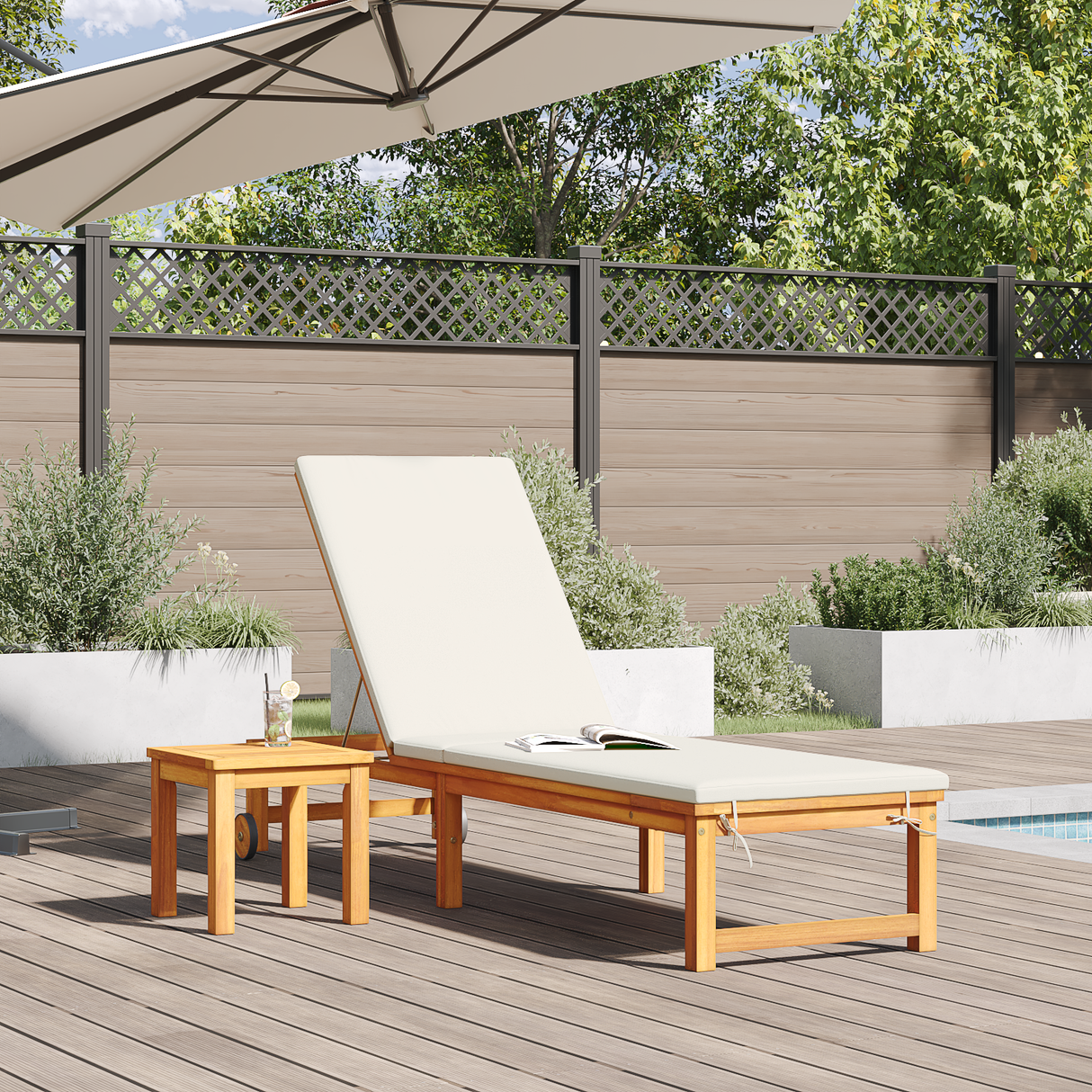 Sun Lounger 2 pcs Solid Acacia Wood Brown
