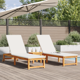 Sun Lounger 3 pcs Solid Acacia Wood Brown