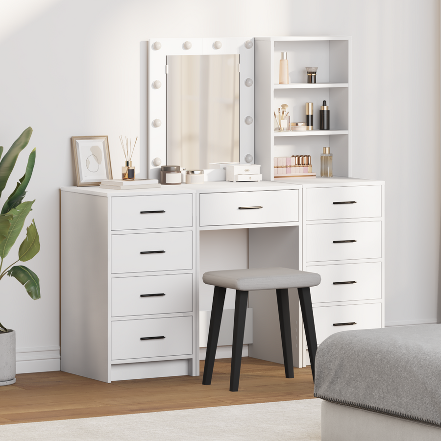 Dressing Table 3 pcs White 40 x 41 x 135 cm Engineered Wood