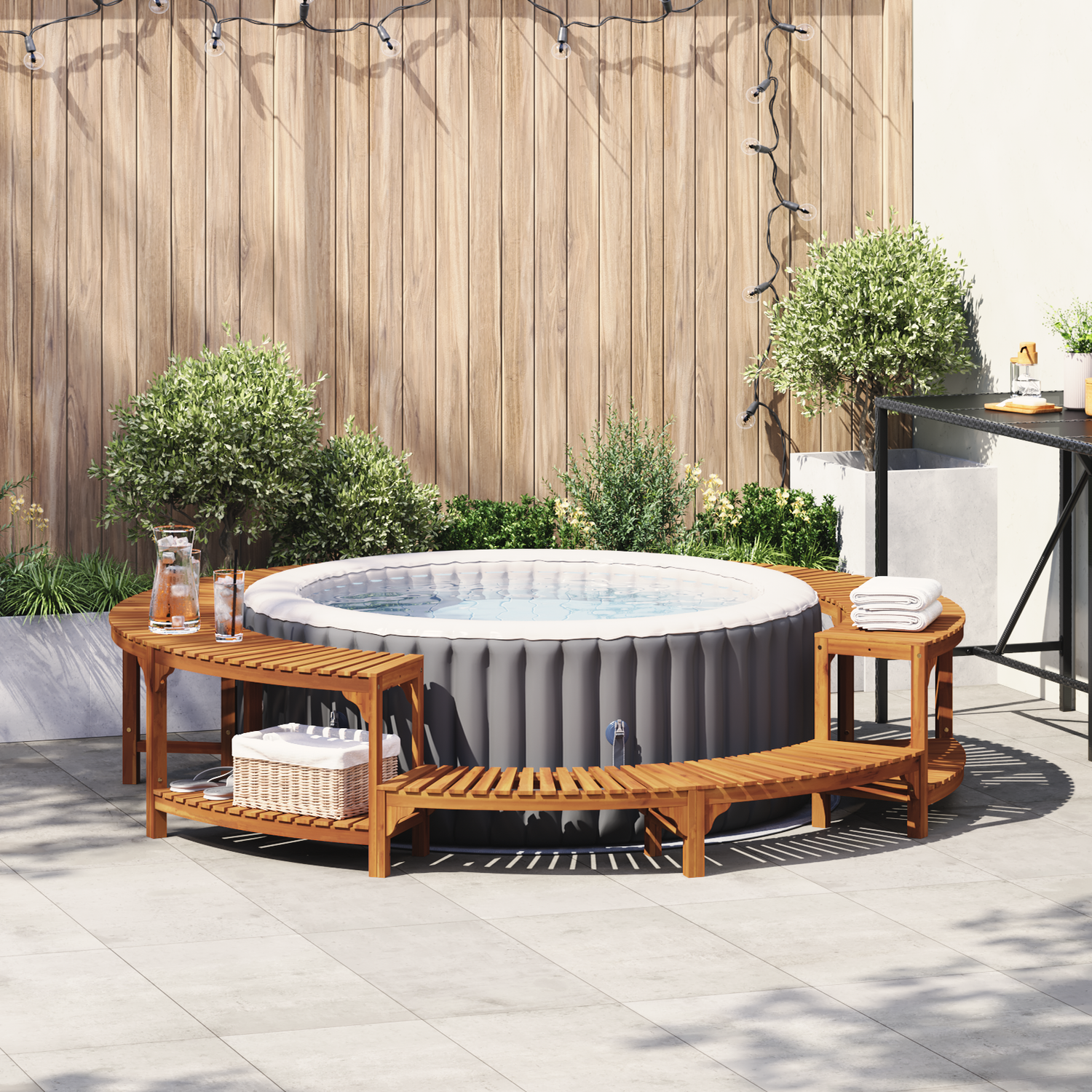 Hot Tub Surround Brown ?55 x 55,5 cm Solid Acacia Wood