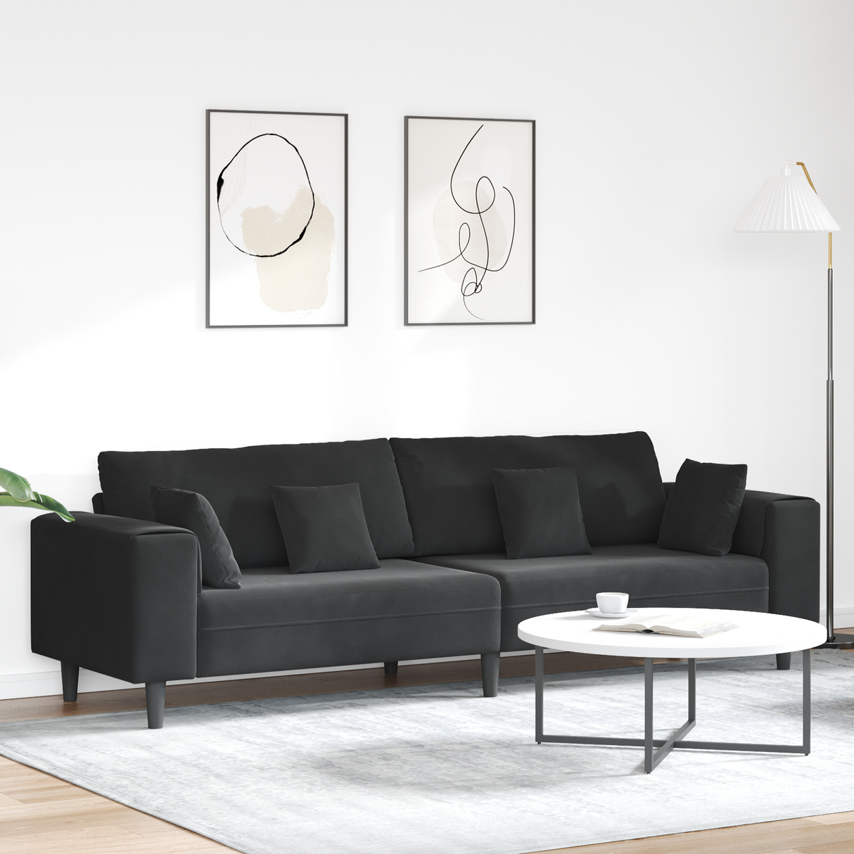 Sofa Black 250 x 77 x 76 cm Velvet