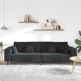 Sofa Black 250 x 77 x 76 cm Velvet - Side View