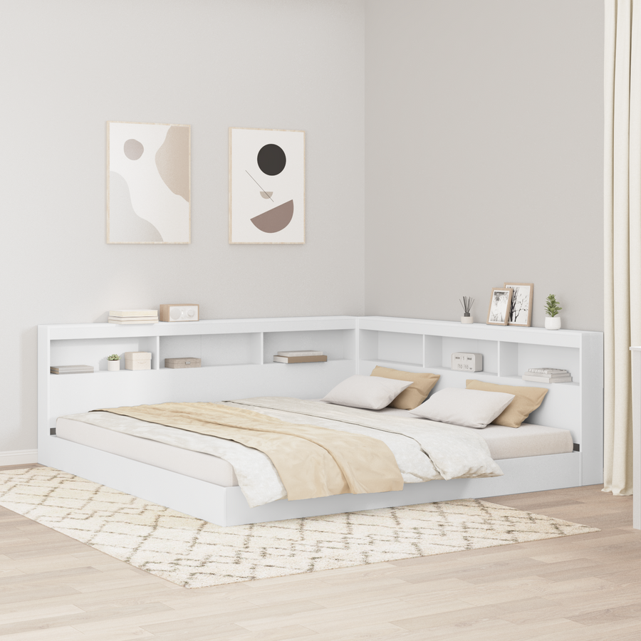 Bookcase Bed with Shelf White 180 x 200 cm Engineered Wood