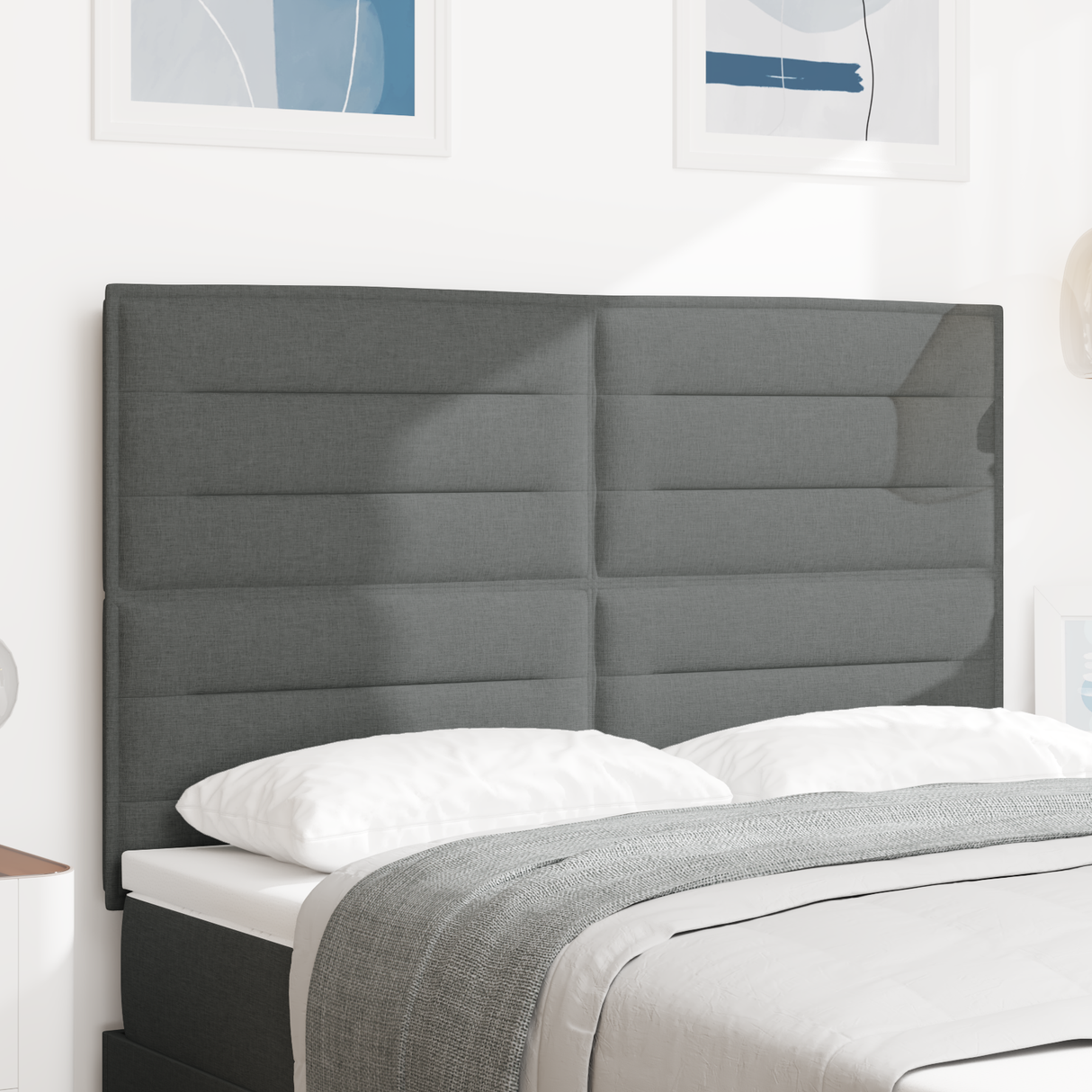 Headboard Dark Grey 144 cm Fabric