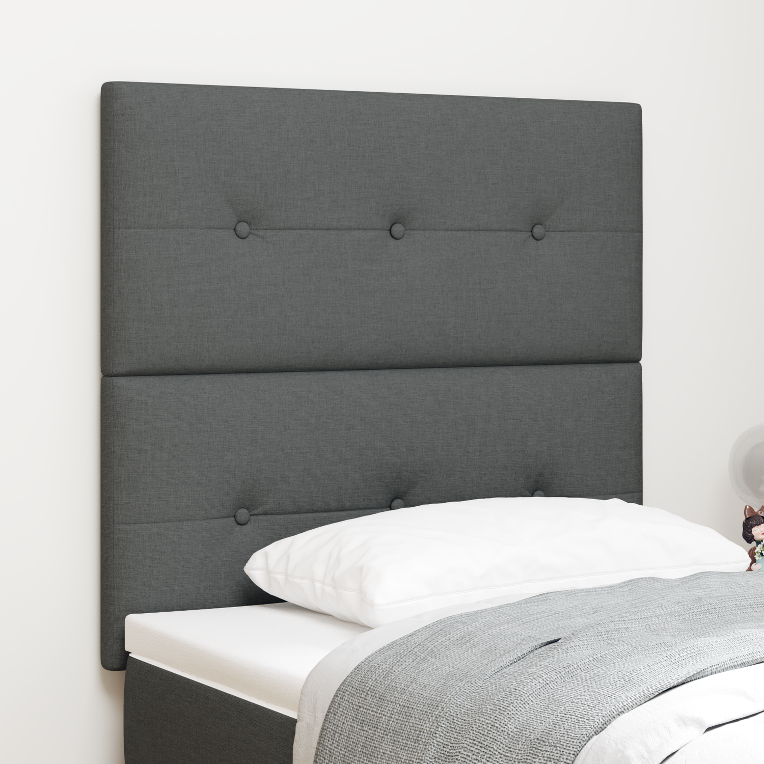 Height-Adjustable Headboard Dark Grey 80 cm Fabric
