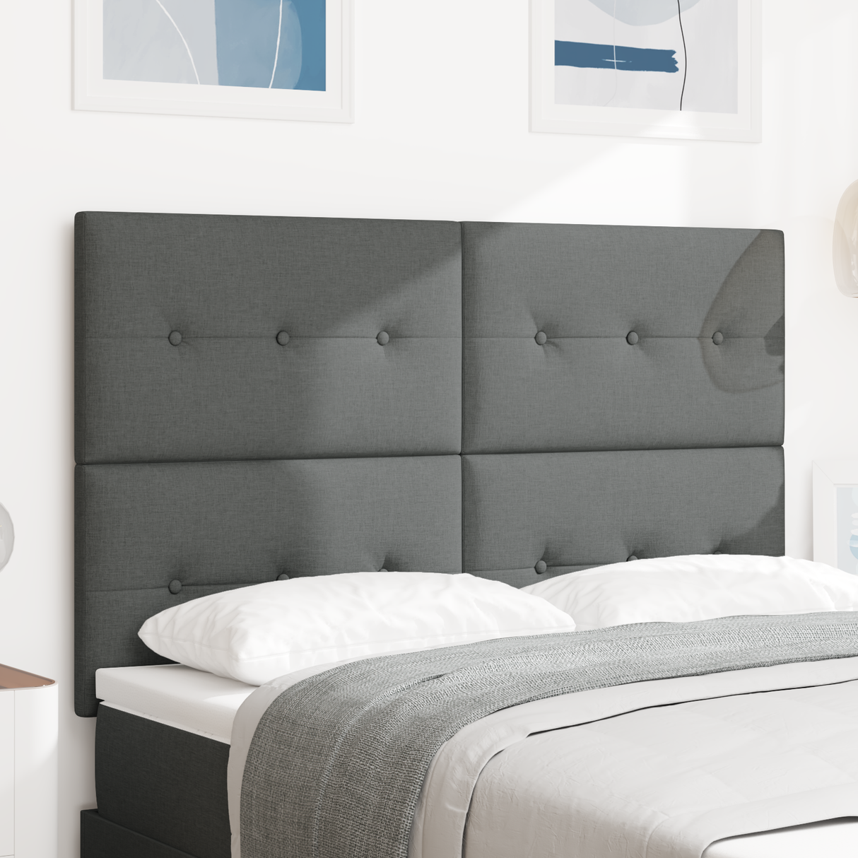 Height-Adjustable Headboard Dark Grey 144 cm Fabric