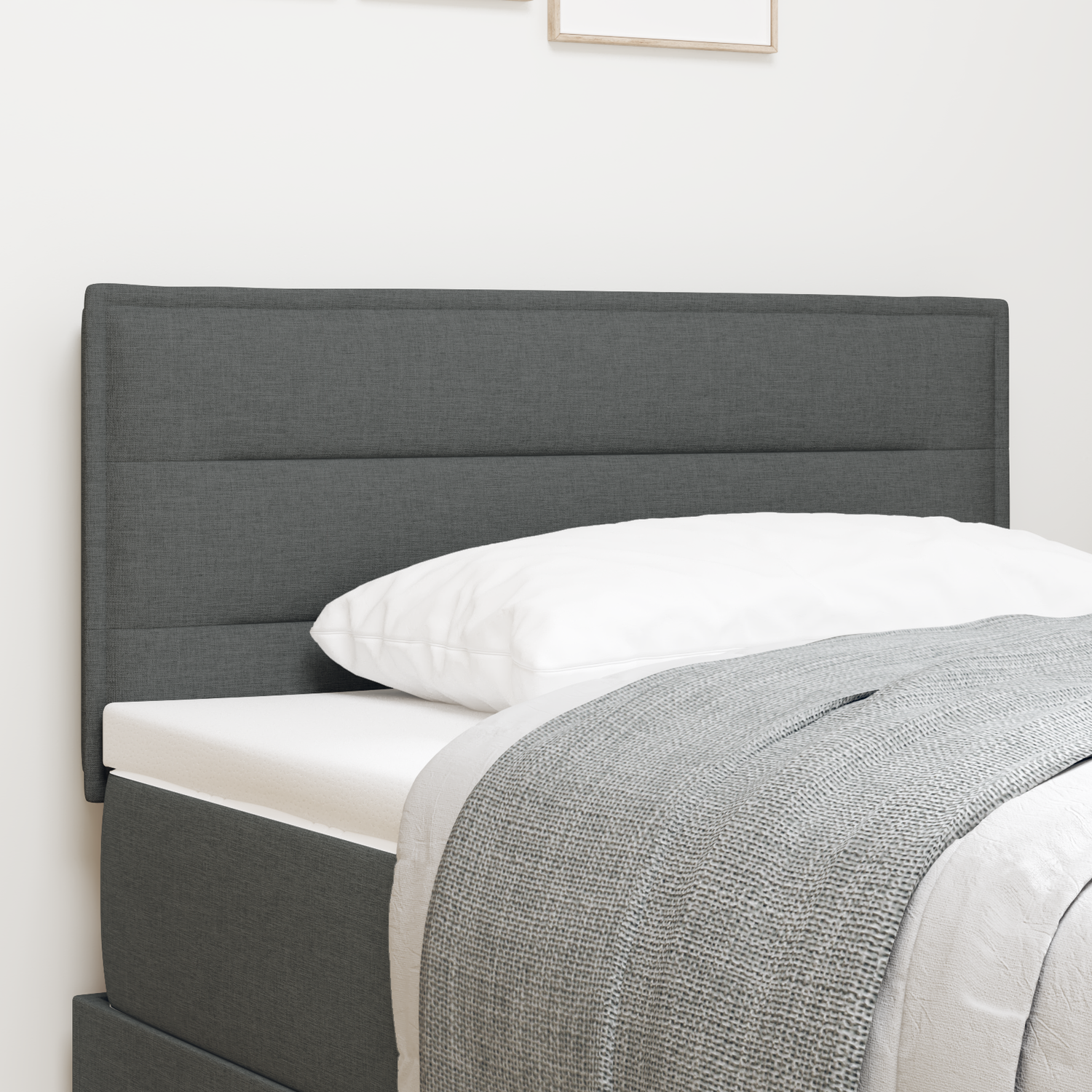 LED Headboard with LED Strip Lights Dark Grey 100 cm Polyester