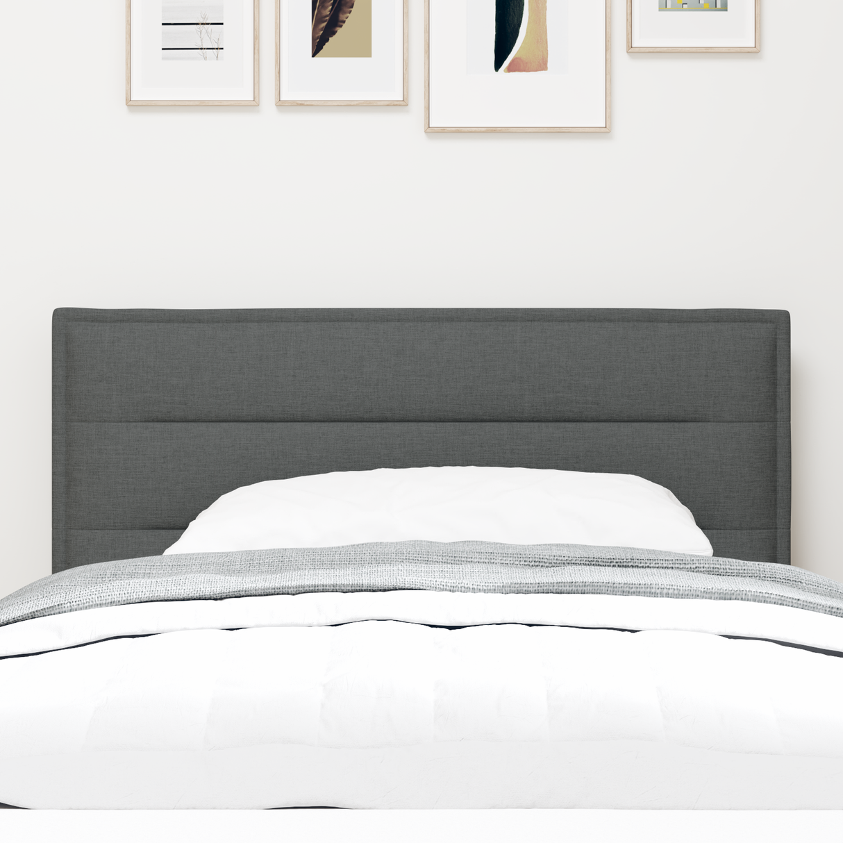 LED Headboard with LED Strip Lights Dark Grey 100 cm Polyester