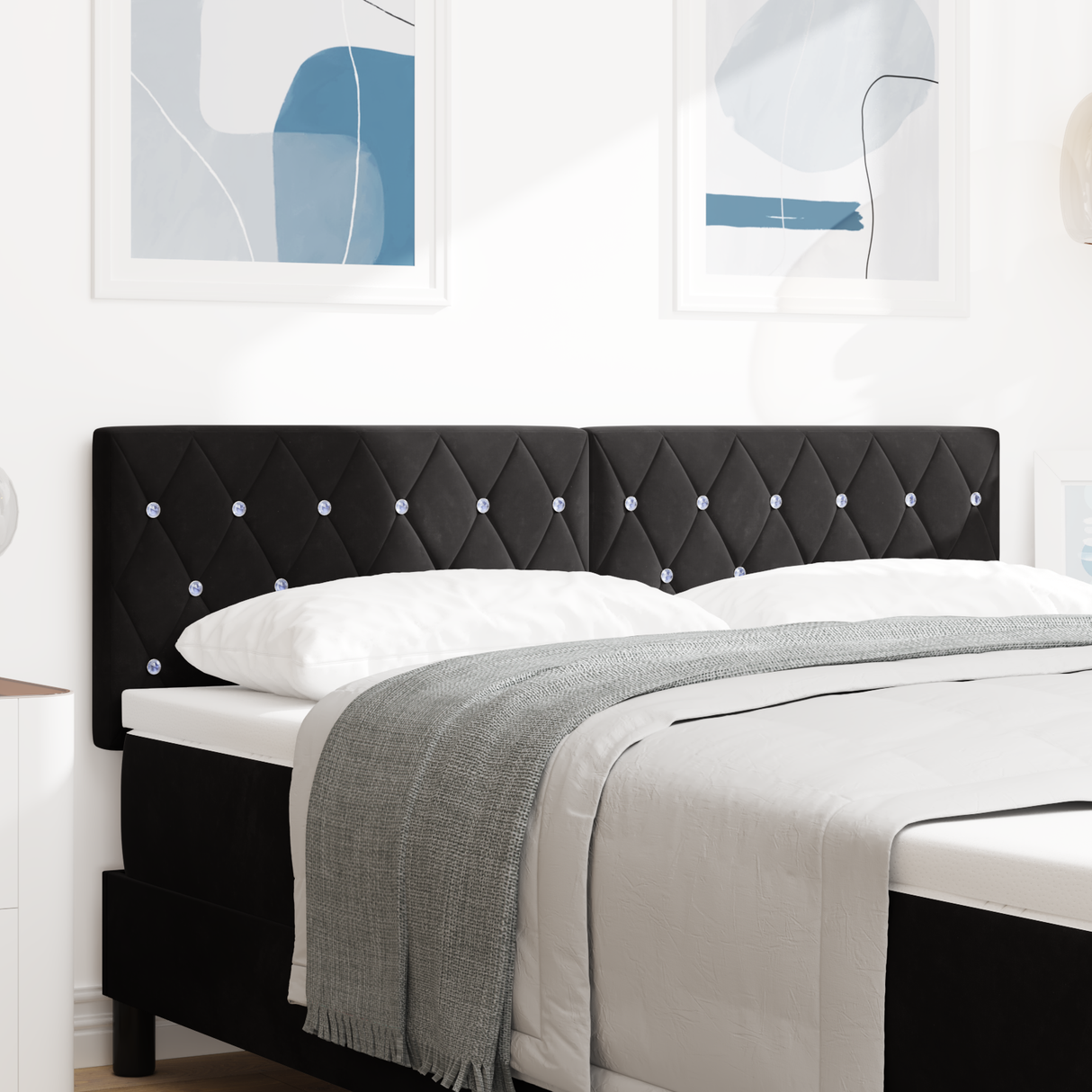 LED Headboard with LED Strip Lights Black 160 cm Polyester