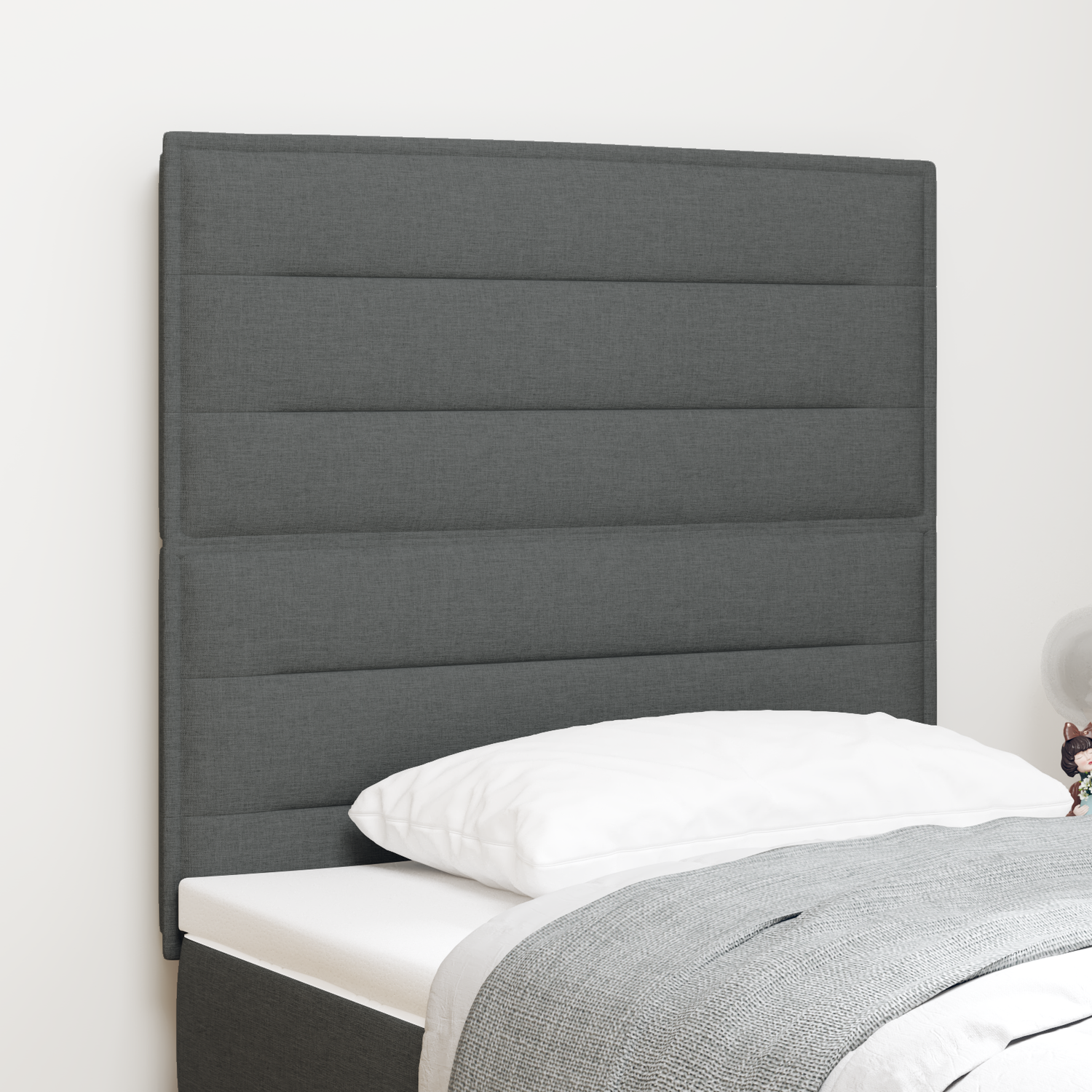 LED Headboard with LED Strip Lights Dark Grey 80 cm Polyester