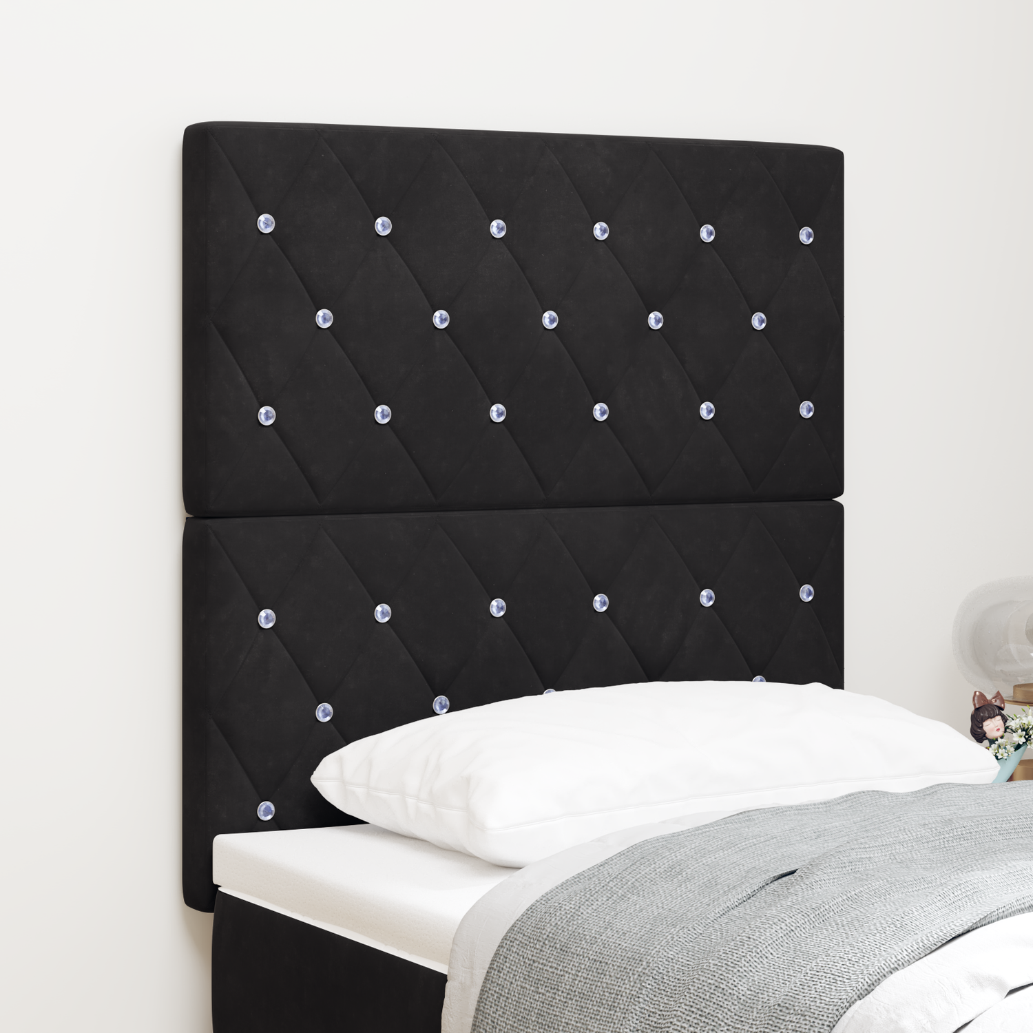 LED Headboard with LED Strip Lights Black 80 cm Polyester
