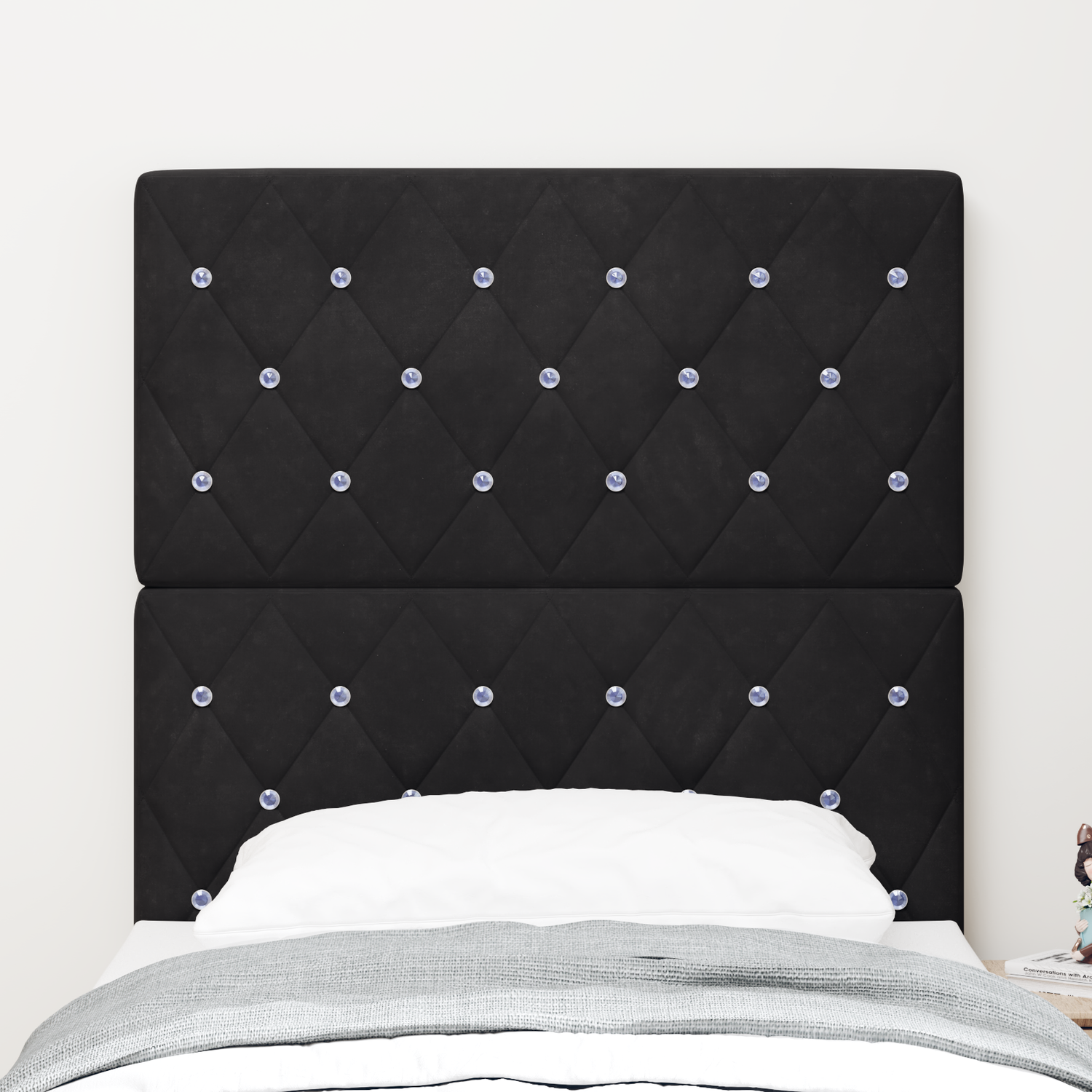 LED Headboard with LED Strip Lights Black 80 cm Polyester