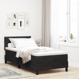 Box Spring Bed Black and White 107 x 203 cm Fabric - Side View