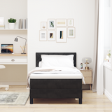 Box Spring Bed Black and White 107 x 203 cm Fabric - Top-Down View