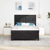Box Spring Bed Black and White 152 x 203 cm Velvet