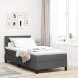 Box Spring Bed Dark Grey and White 107 x 203 cm Fabric - Side View