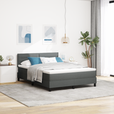 Box Spring Bed Dark Grey and White 137 x 187 cm Fabric - Side View