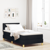 Box Spring Bed Black and White 107 x 203 cm Fabric - Side View