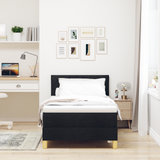 Box Spring Bed Black and White 107 x 203 cm Fabric