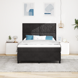 Box Spring Bed Black and White 137 x 187 cm Velvet