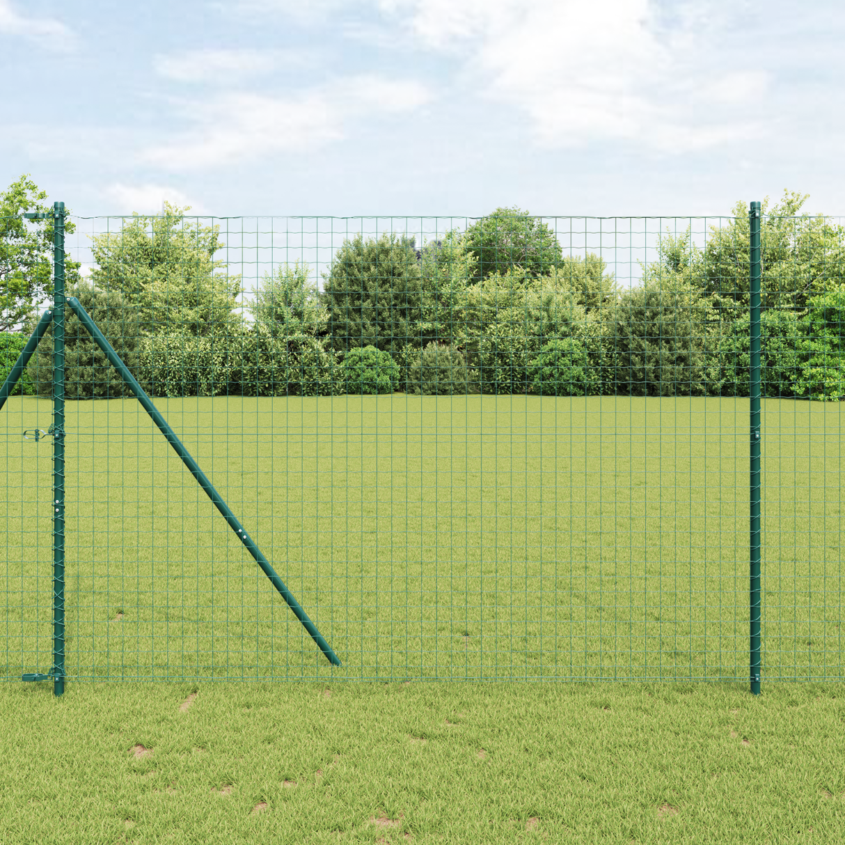 Embedded Fence Post 26 pcs Green Powder-Coated Steel
