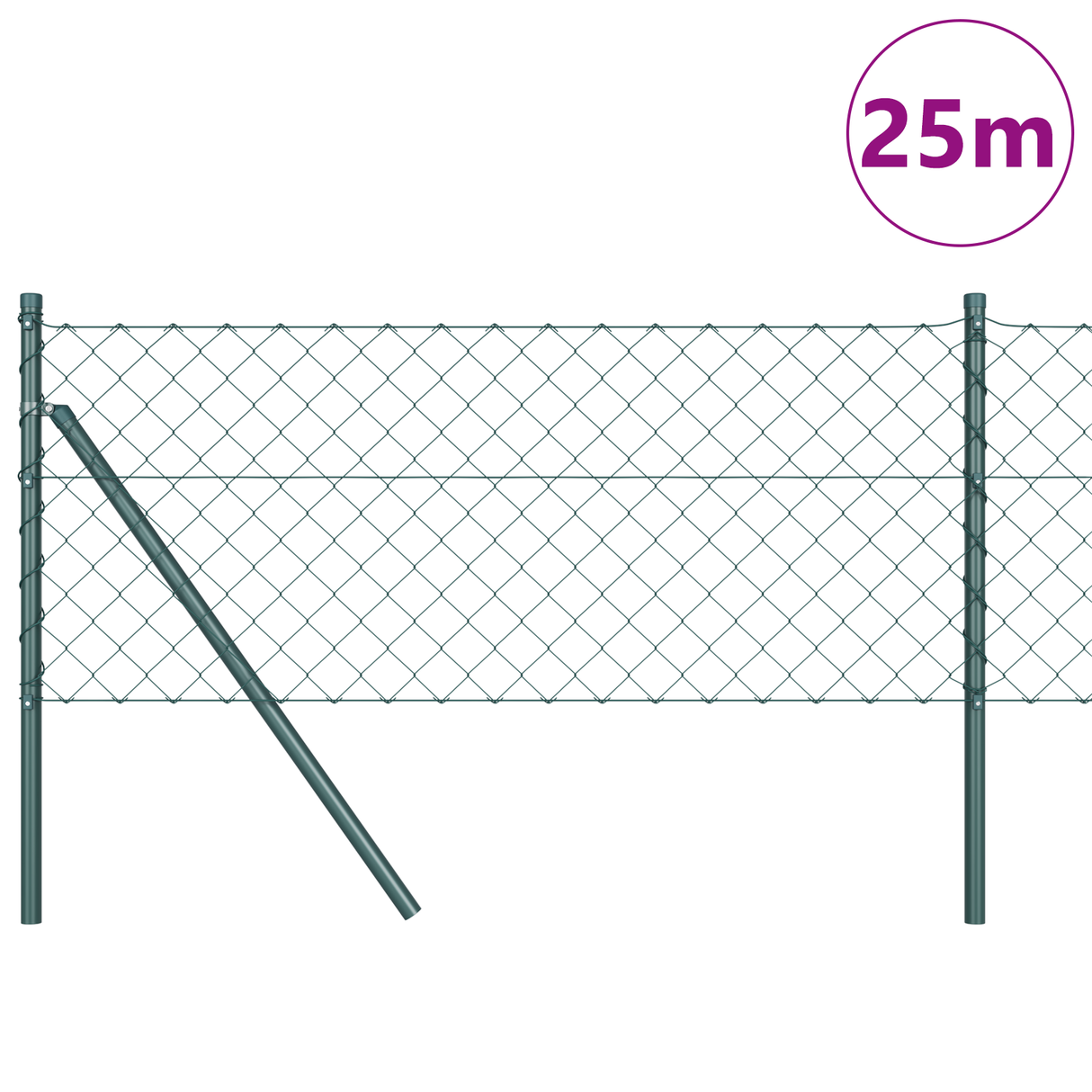 Chainlink Fence Ground Fix 0,8 x 25 m PVC-Coated Steel Green