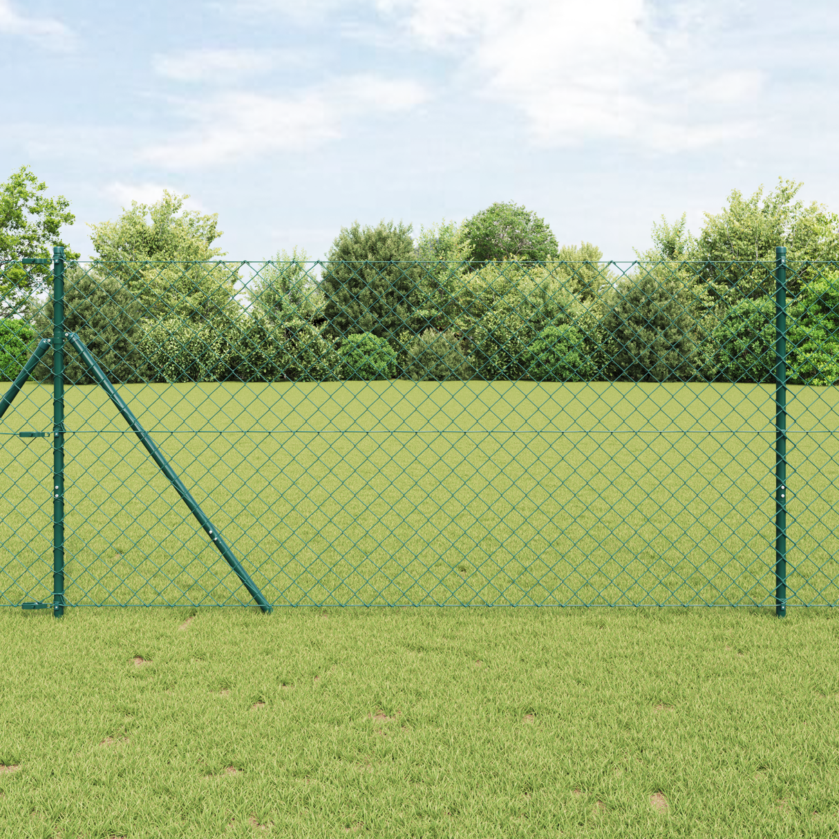 Chainlink Fence Ground Fix 1 x 25 m PVC-Coated Steel Green Mesh