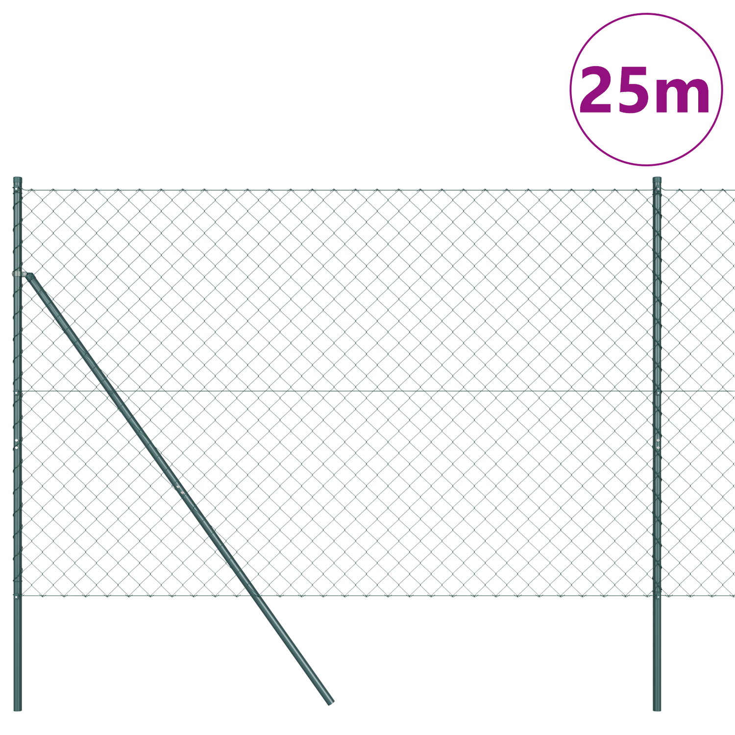 Chainlink Fence Ground Fix 1,5 x 25 m PVC-Coated Steel Green