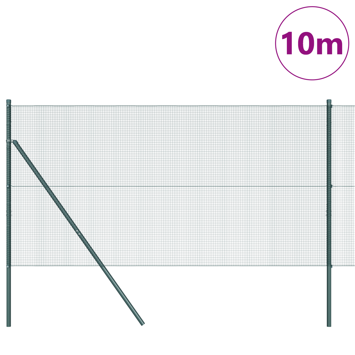 Welded Wire Fence Ground Fix 10 x 1 m PVC-Coated Steel Green