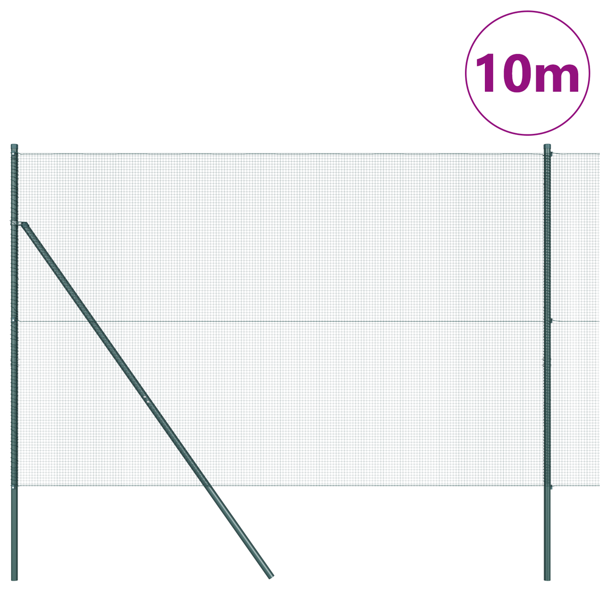 Welded Wire Fence Ground Fix 10 x 1,5 m PVC-Coated Steel Green