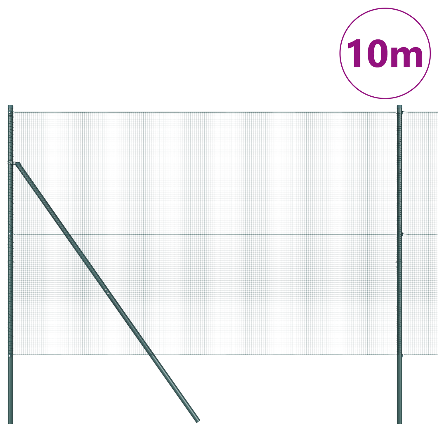 Welded Wire Fence Ground Fix 10 x 1,5 m PVC-Coated Steel Green
