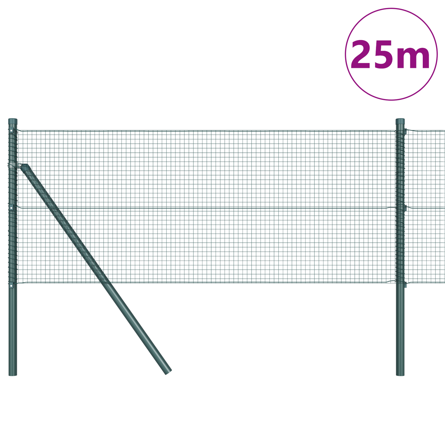 Welded Wire Fence Ground Fix 25 x 0,5 m PVC-Coated Steel Green
