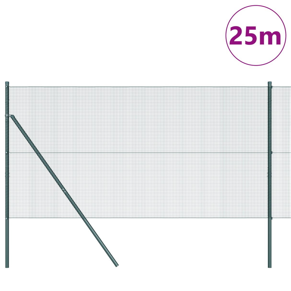 Welded Wire Fence Ground Fix 25 x 1 m PVC-Coated Steel Green