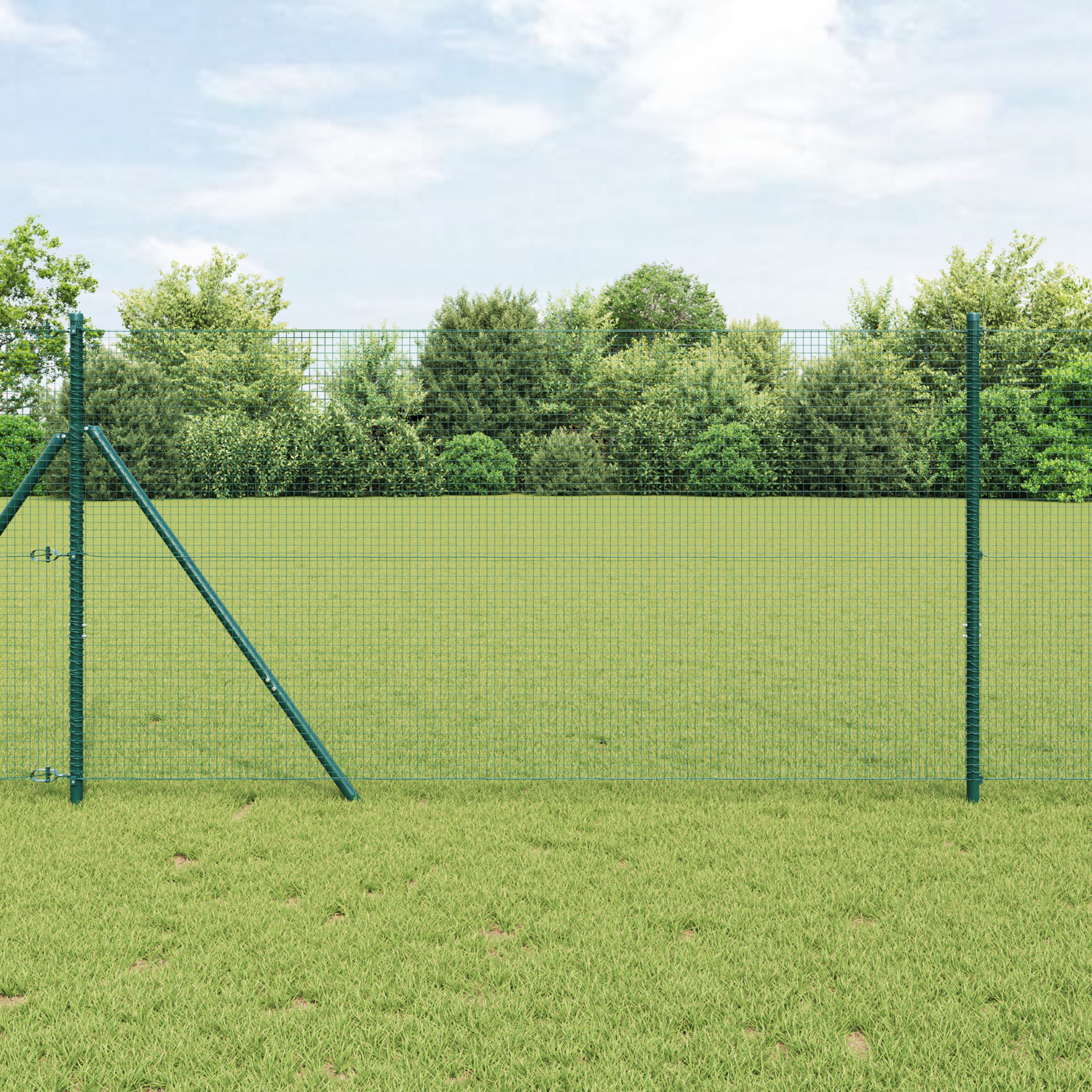 Welded Wire Fence Ground Fix 25 x 1 m PVC-Coated Steel Green