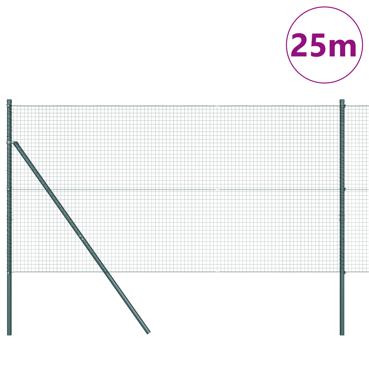 Welded Wire Fence Ground Fix 25 x 1 m PVC-Coated Steel Green