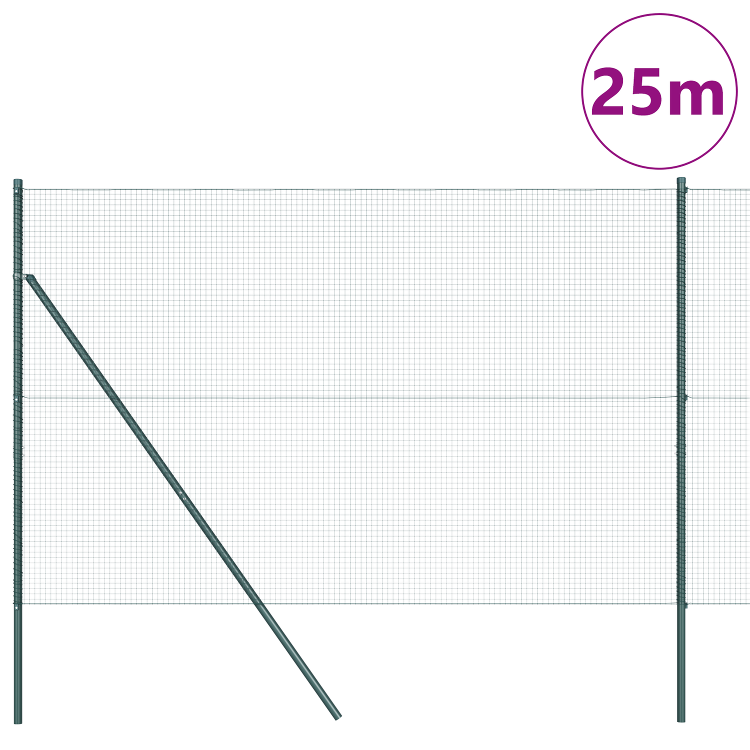Welded Wire Fence Ground Fix 25 x 1,5 m PVC-Coated Steel Green