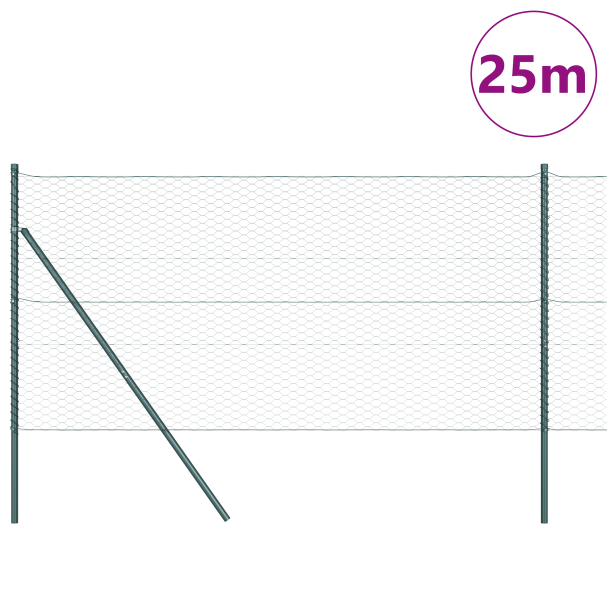 Hexagonal Fence Ground Fix 25 x 1 m PVC-Coated Steel Mesh