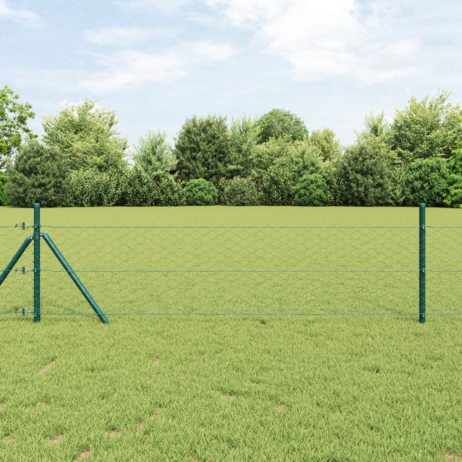 Outdoor Hexagonal Fence Ground Fix 25 x 1 m PVC-Coated Steel