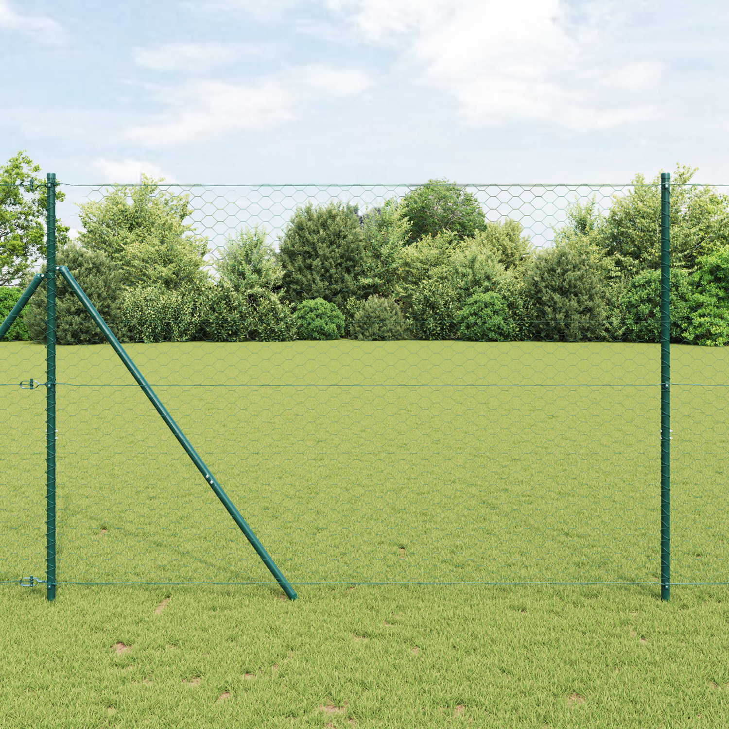 Hexagonal Fence Ground Fix 25 x 1,5 m PVC-Coated Steel Green