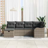 Garden Sofa Set with Cushion Manual 6 pcs Grey Poly rattan - Side View