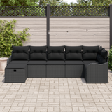 Sofa Set with Cushion with Storage 7 pcs Black Poly Rattan