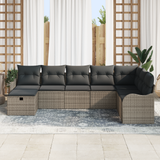 Sofa Set with Cushion with Storage 8 pcs Grey Poly Rattan