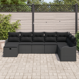 Sofa Set with Cushion with Storage Manual Black Poly Rattan - Side View