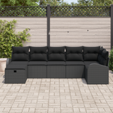 Sofa Set with Cushion with Storage 7 pcs Black Poly Rattan