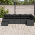 Sofa Set 7 pcs Black Poly Rattan