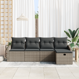Sofa Set with Cushion 6 pcs Poly Rattan - Side View