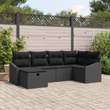 Sofa Set with Cushion 7 pcs Poly Rattan - Front View