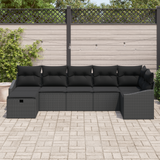 Sofa Set with Cushion 7 pcs Poly Rattan - Side View